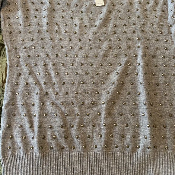 NWT women’s wool Studded sweater gray long sleeve size PS From Burlington Coat - Picture 2 of 8